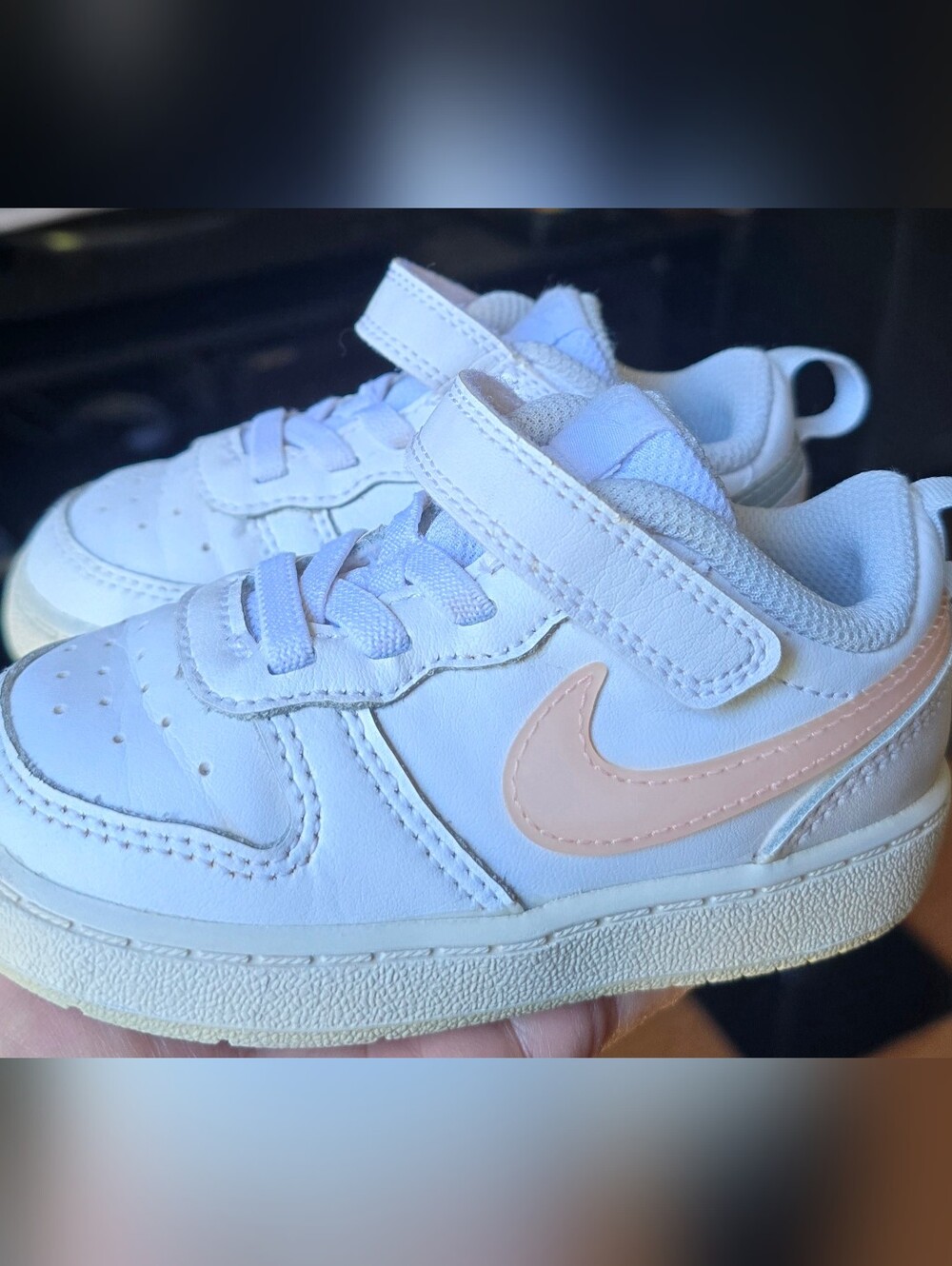 Sz 7C Toddler Kids NIKE COURT BOROUGH LOW RECRAFT Bungee Lace/Adjustable Strap